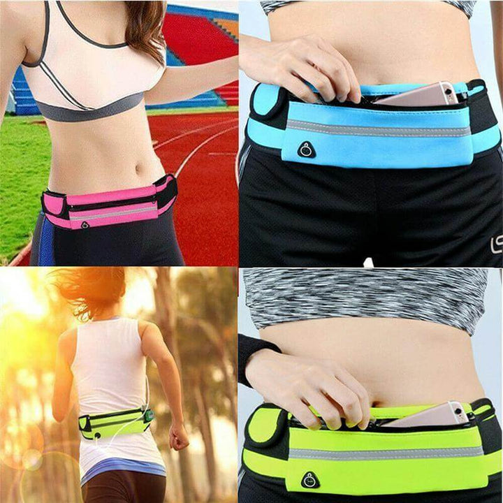 Secure phone holder running belt for unisex athletes. Water-resistant fitness waist pack for keys & essentials.