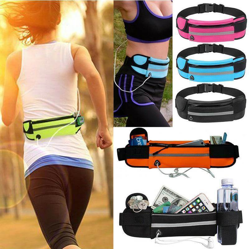 Unisex running belt for marathon training. Water-resistant waist pack keeps phones safe during jogs & workouts.