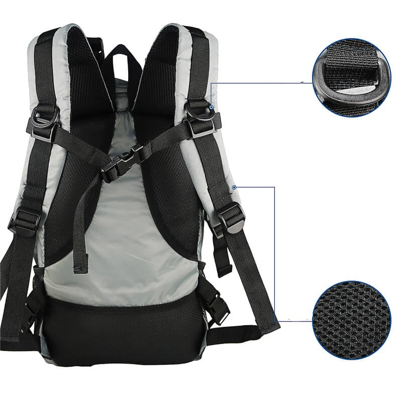 Hiker wearing a large capacity unisex water-resistant tactical backpack on a trail, perfect for outdoor adventure.