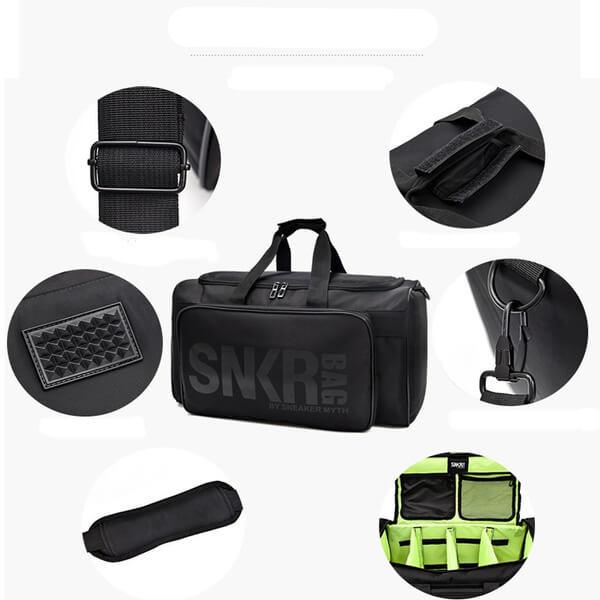Efficiently pack with this water-resistant sneaker & gear travel bag; multiple storage zones for travel.