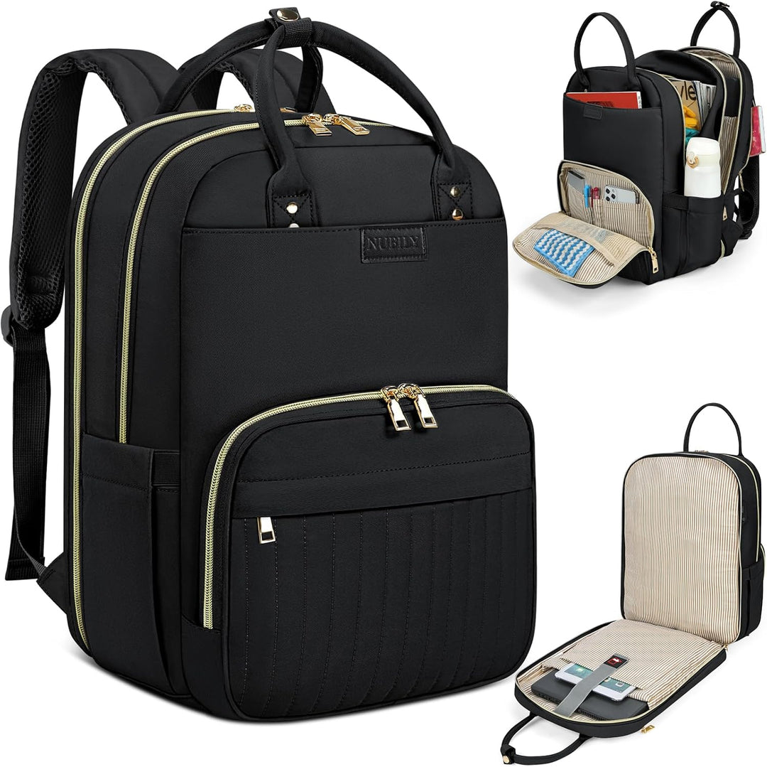 Unisex water-resistant travel laptop backpack, 15.6" fit, with multiple organized compartments for daily carry.