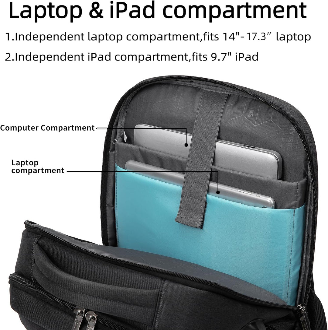 Secure laptop backpack for men & women, water-resistant, anti-theft, ideal for business travel.