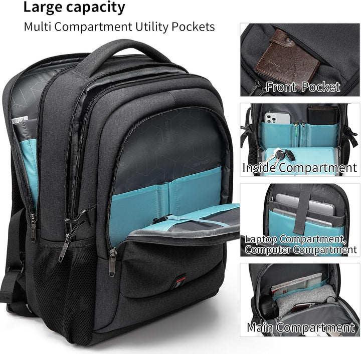 Practical unisex backpack, water-resistant, anti-theft, with USB port for on-the-go power.