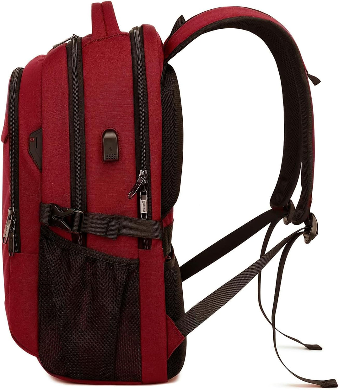 Spacious unisex commuter backpack, water-resistant, anti-theft, with USB pass-through.