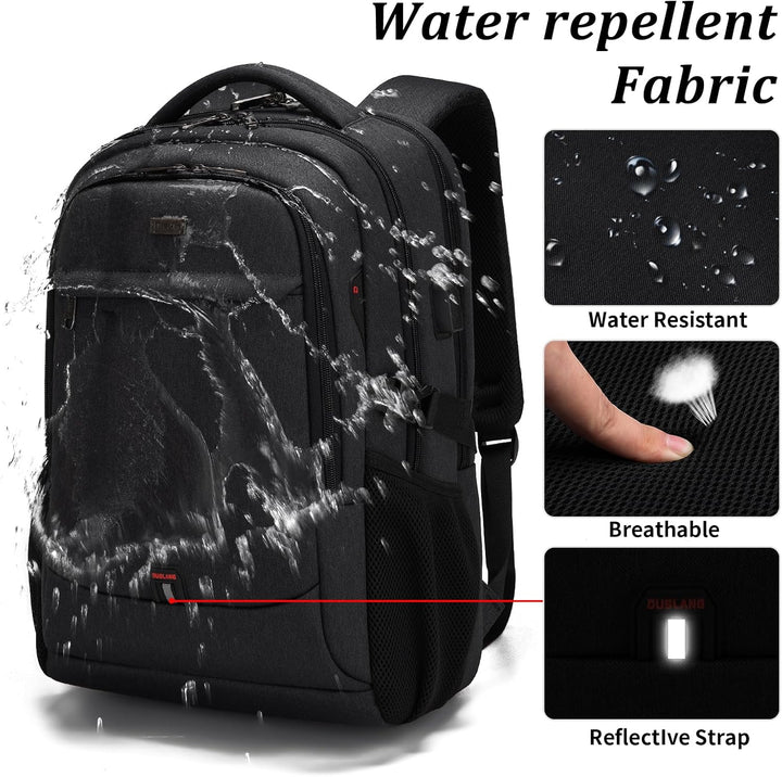 Functional anti-theft college bag, water-resistant, USB port, organized for books & laptop.