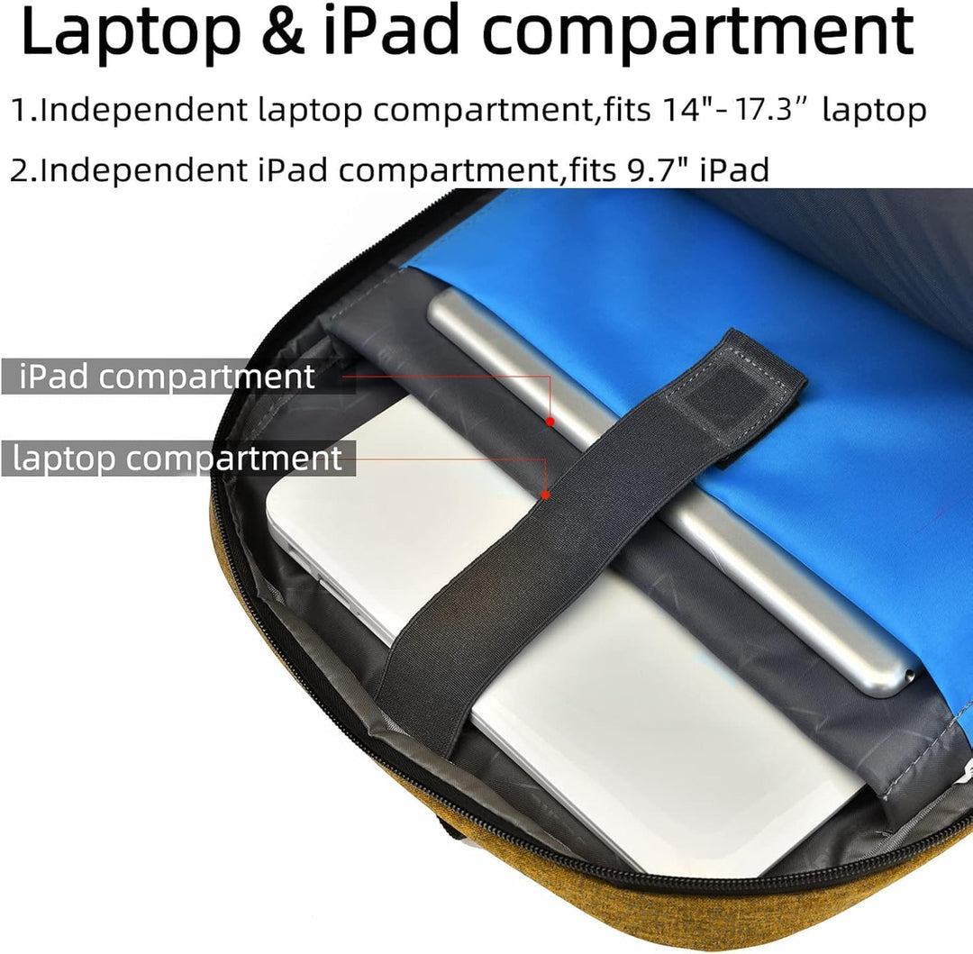 Durable water-resistant travel backpack for laptops. Features a convenient USB charging port for on-the-go power.