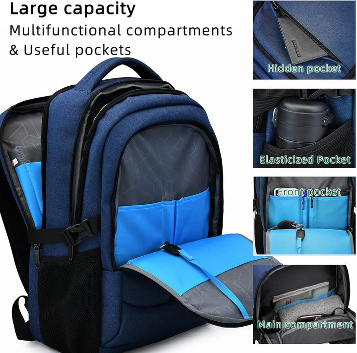 Anti-theft laptop backpack, water-resistant, with USB charging, perfect for college & work travel.