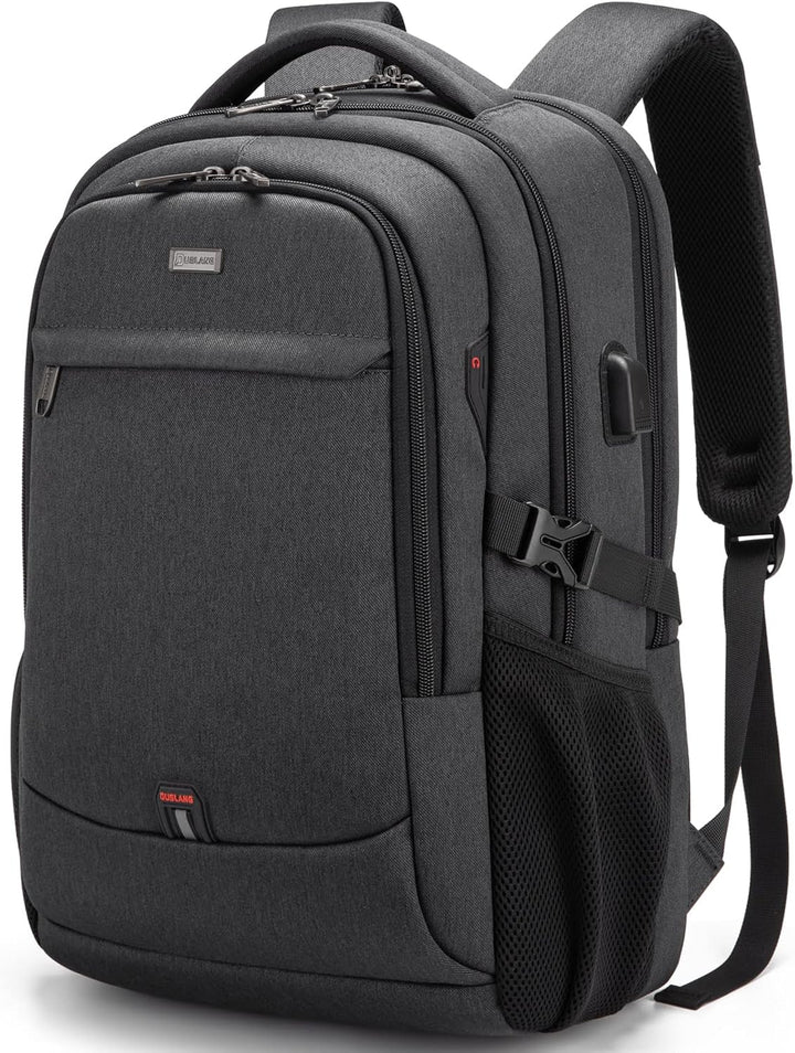 Unisex laptop & travel backpack, water-resistant, anti-theft, USB charging for convenience.
