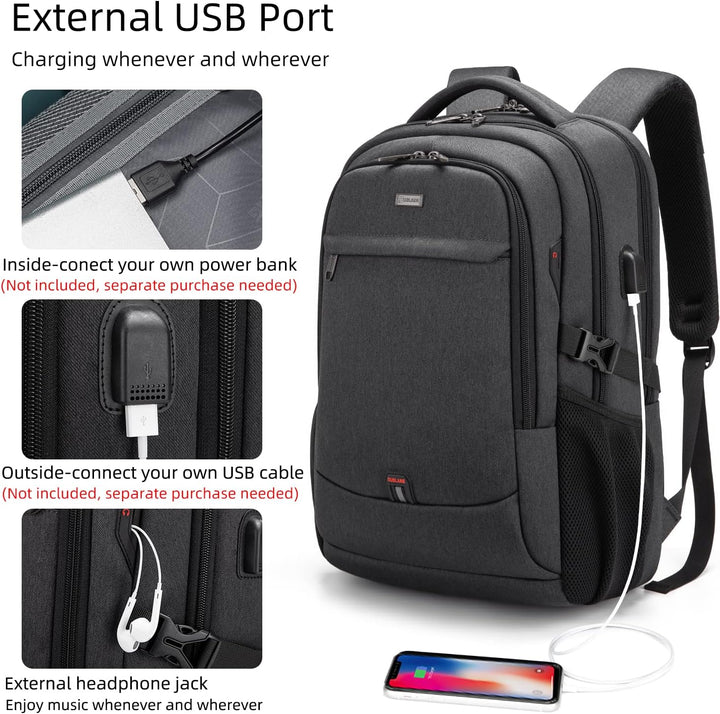 Durable commuter backpack, unisex, water-resistant, secure laptop storage & convenient USB port.