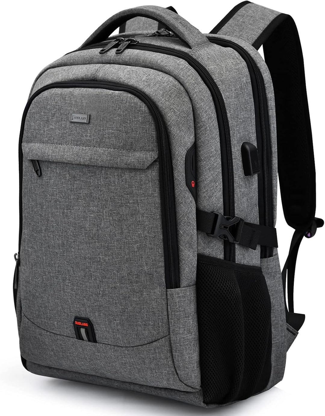 Modern unisex water-resistant travel daypack, anti-theft, USB port, for stylish journeys.