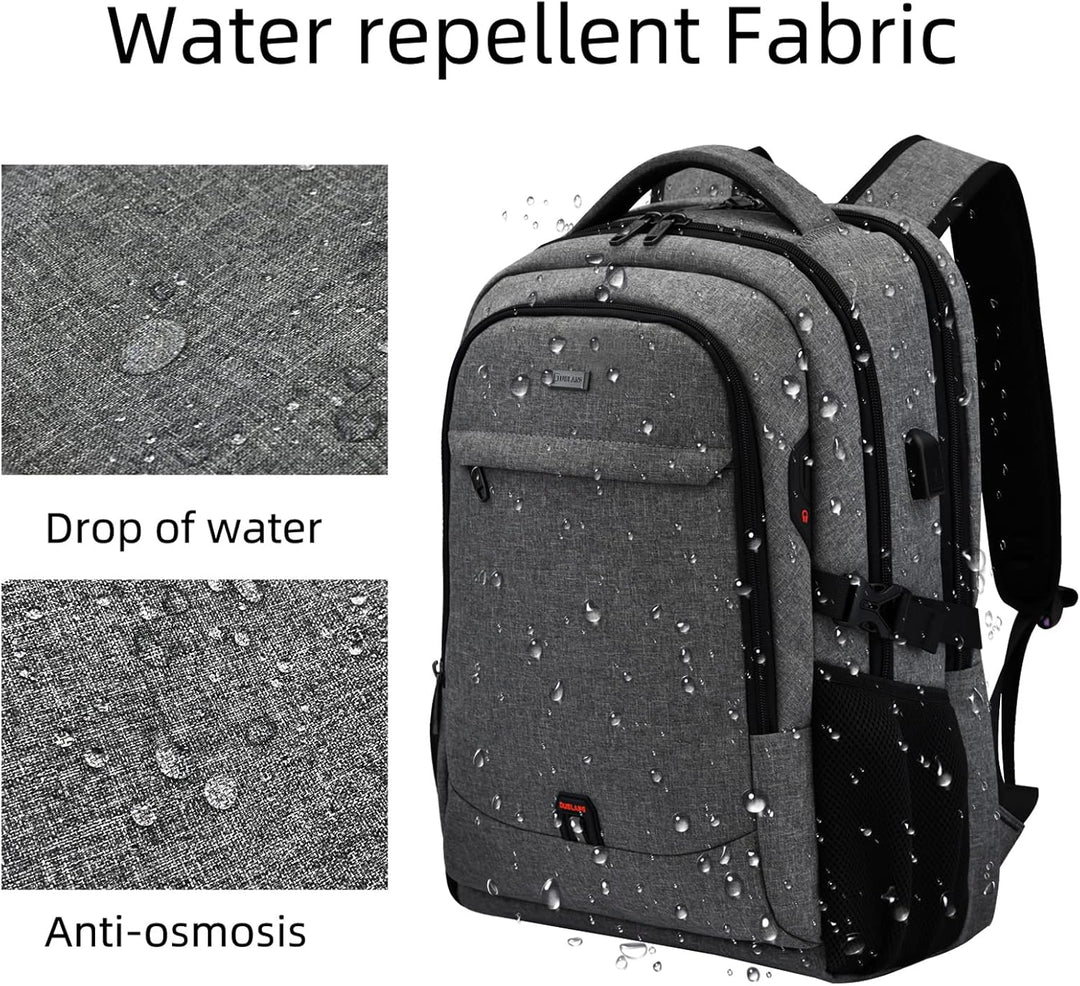 Travel-friendly unisex backpack, water-resistant, anti-theft, USB port, for effortless trips.