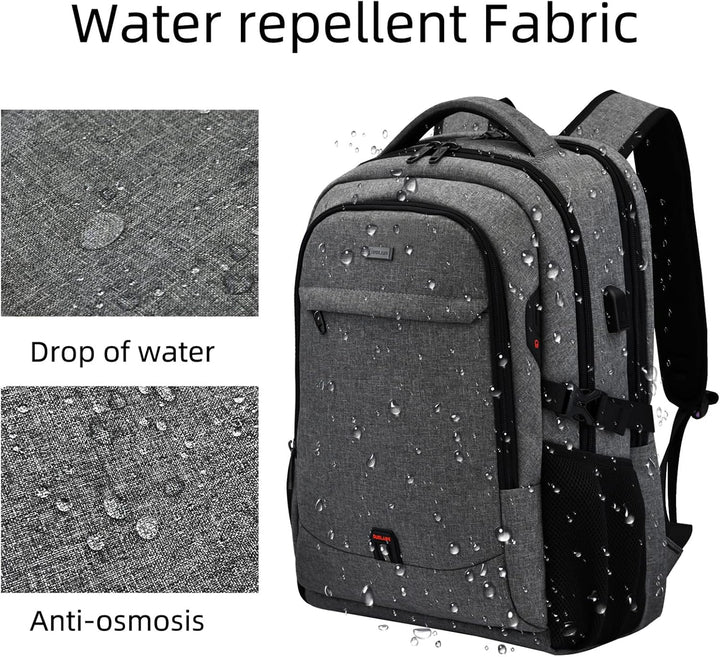 Travel-friendly unisex backpack, water-resistant, anti-theft, USB port, for effortless trips.