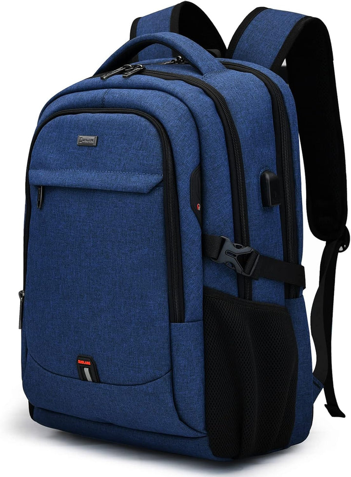 Water-resistant laptop backpack, unisex, anti-theft, with USB port for charging on the go.