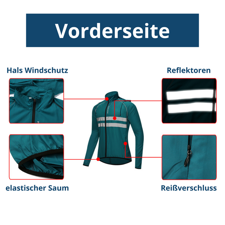 Side profile of a unisex premium outdoor weather jacket for all-season use