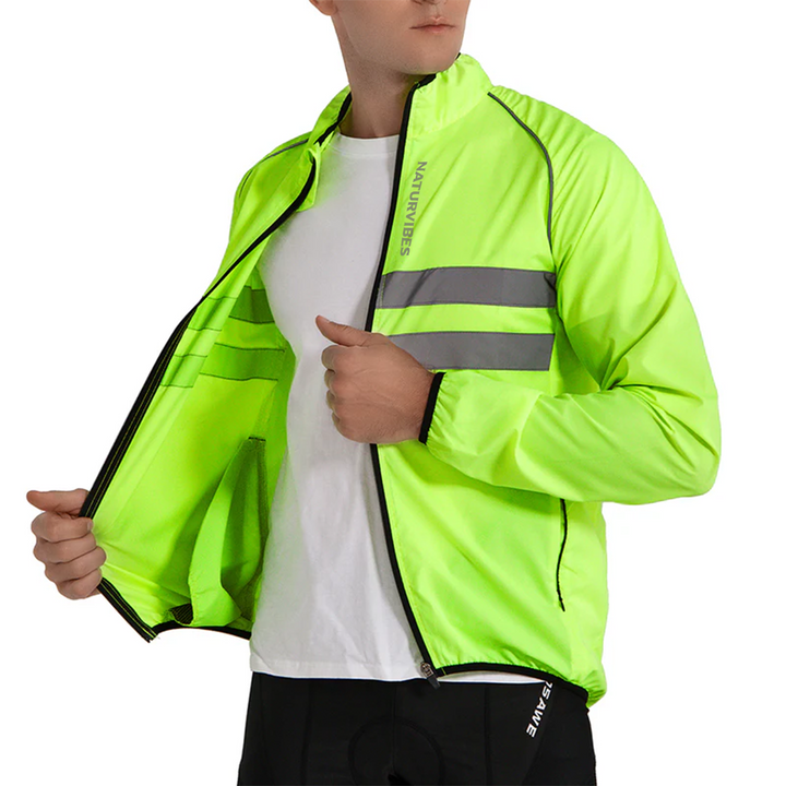 Unisex waterproof jacket detail: zippered pockets, essential outdoor gear