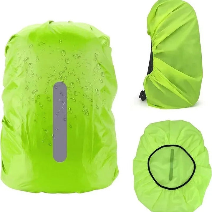 Durable waterproof backpack rain cover protects your gear in wet weather. Adjustable fit for various sizes.