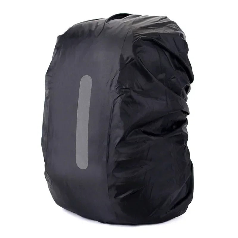 Hiking backpack rain cover, waterproof & reflective for trails. Adjustable elastic ensures a secure, dry fit.