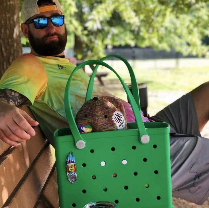Everyday waterproof tote bag, basket style for unisex use, great for market, gym, or beach.