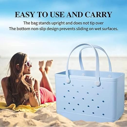 Lightweight waterproof beach basket, large capacity for family outings and travel, sand-proof.