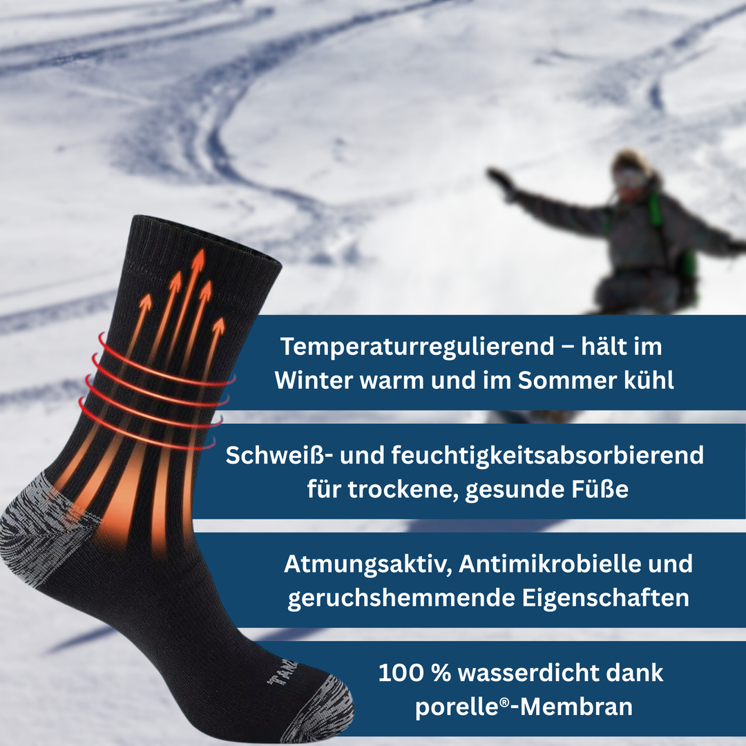 Close-up of waterproof hiking socks, showcasing breathable fabric texture in Grey, perfect for outdoor gear.