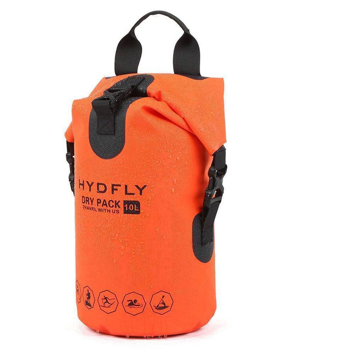 Orange waterproof dry bag backpack for trekking & hiking, durable outdoor gear for all adventures.