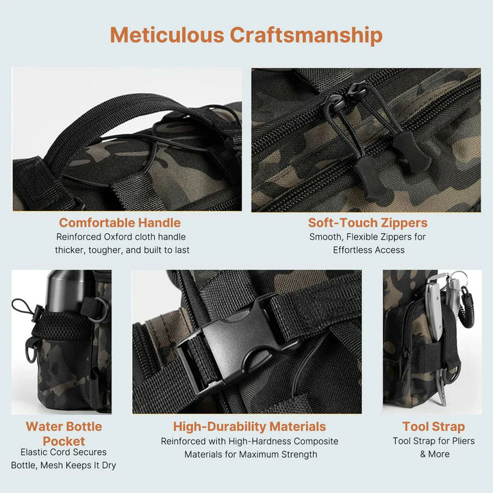 Unisex fishing backpack, adjustable straps, designed for all body types