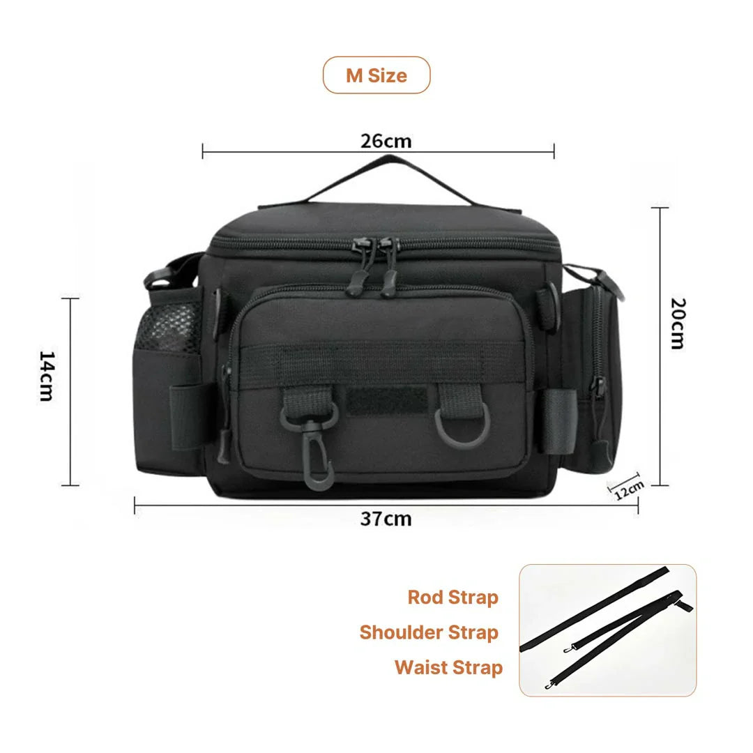 Unisex fishing tackle backpack, made from heavy-duty, tear-resistant fabric