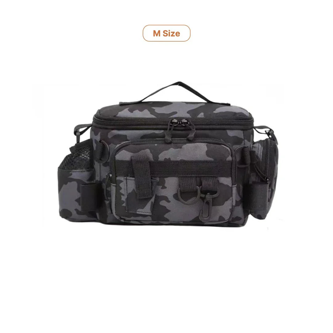 Waterproof fishing backpack, with emergency whistle on chest strap for safety