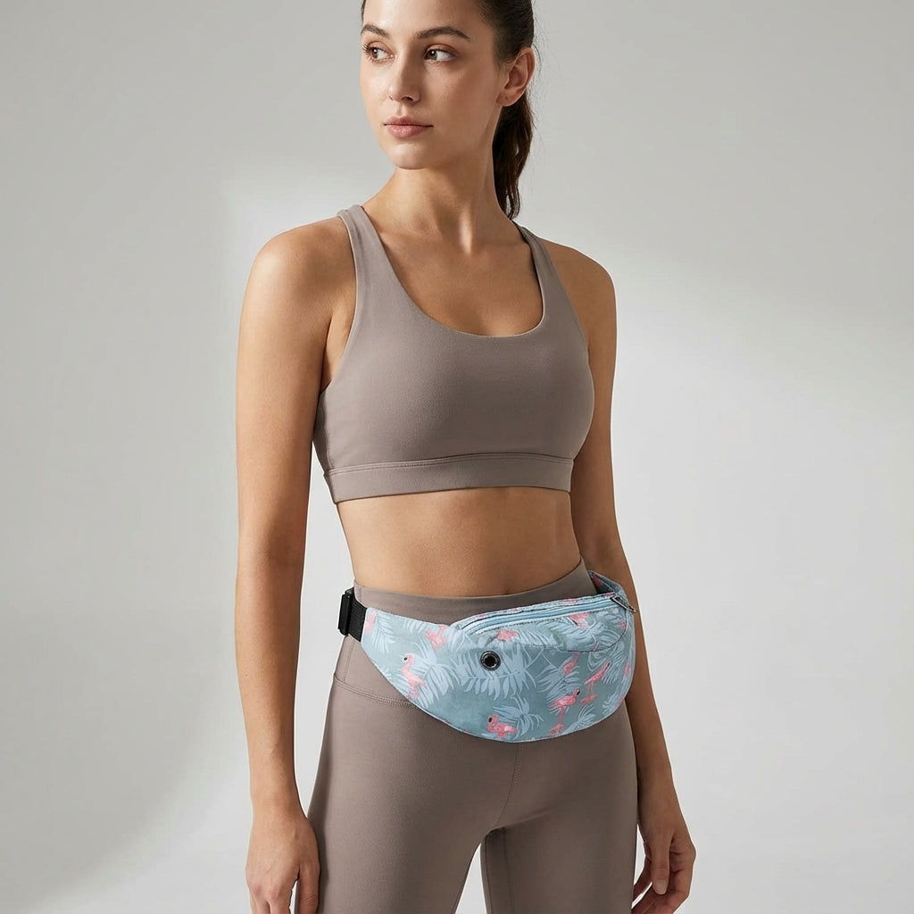 Stylish unisex waterproof polyester fanny pack. Hands-free waist bag, perfect for travel, outdoor adventures & sports.