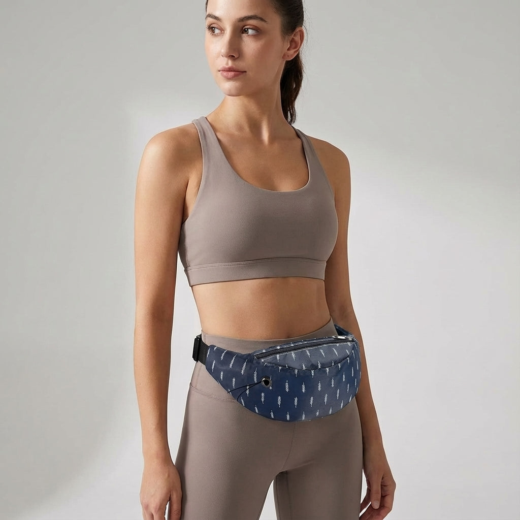 Stay dry with this waterproof polyester fanny pack. Secure hands-free waist bag for travel, sports, and outdoor activities.