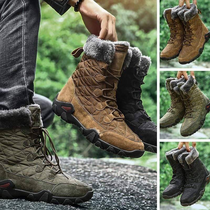 Unisex waterproof thermal snow boots, plush lined for warmth, ideal for winter outdoor activities