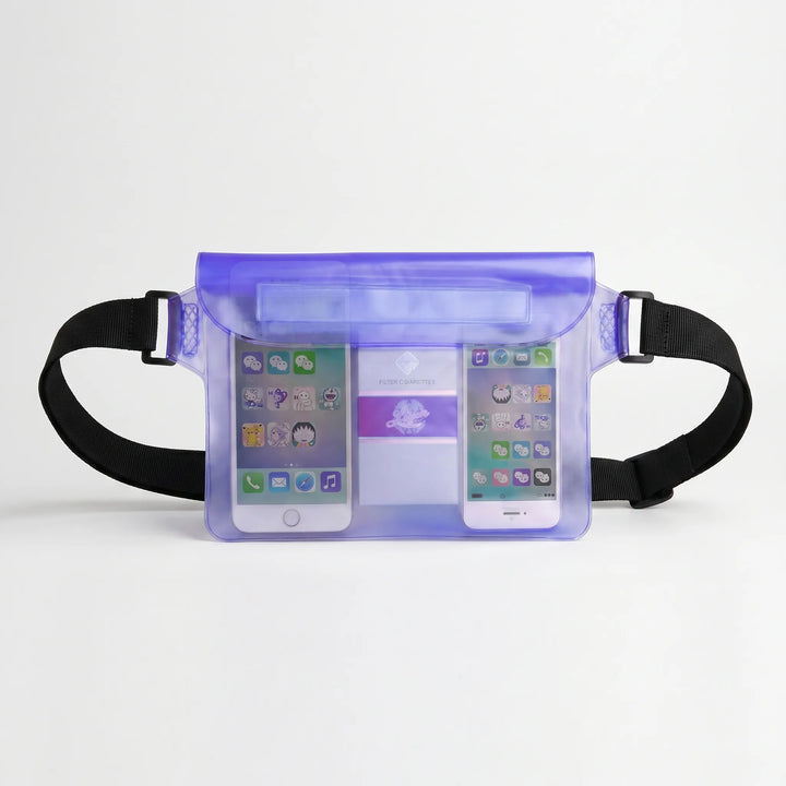 Lightweight waterproof travel waist bag, perfect for hands-free beach excursions & water activities.