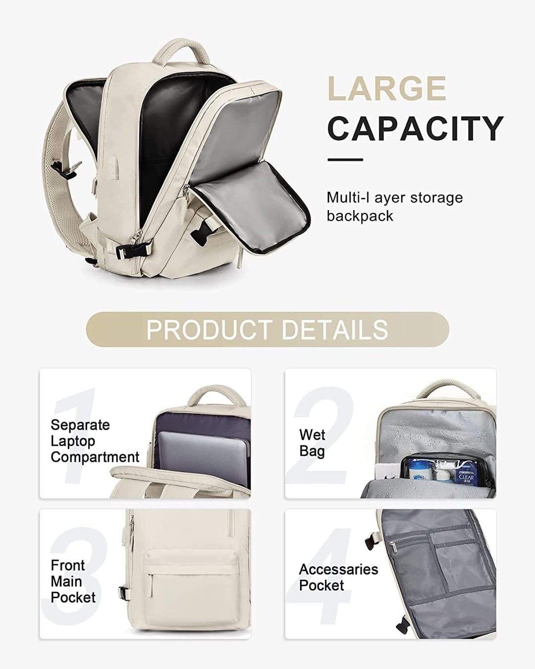 Versatile outdoor backpack, waterproof, perfect for daily commute or adventure, with anti-theft pocket.