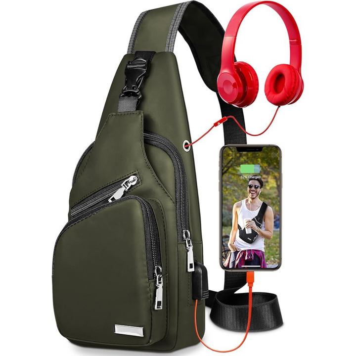 Modern black waterproof sling bag by WaveSling, perfect for urban explorers.