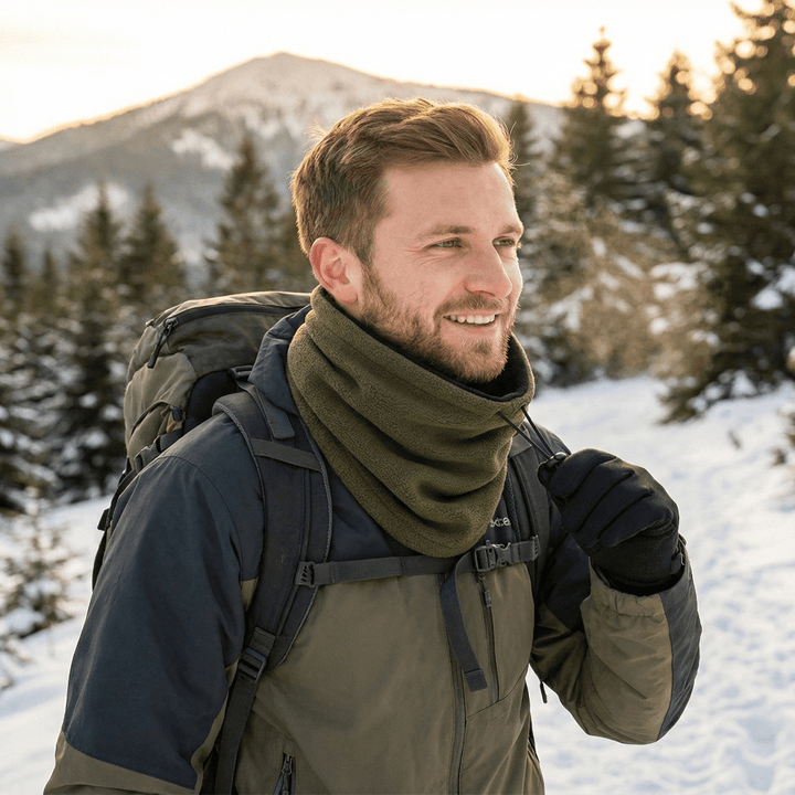Thermal neck gaiter, ideal for skiing, hiking, and outdoor activities.