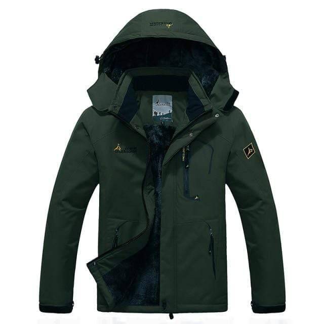 Close-up of the thick fabric on a unisex windproof thermal winter parka jacket, showing insulation.