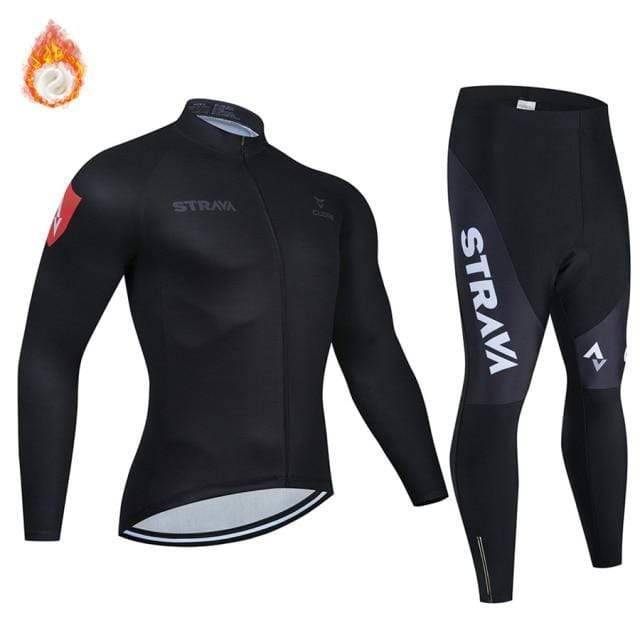 Fleece cycling jersey and shorts set for men and women, designed for road and mountain biking, high-visibility details.