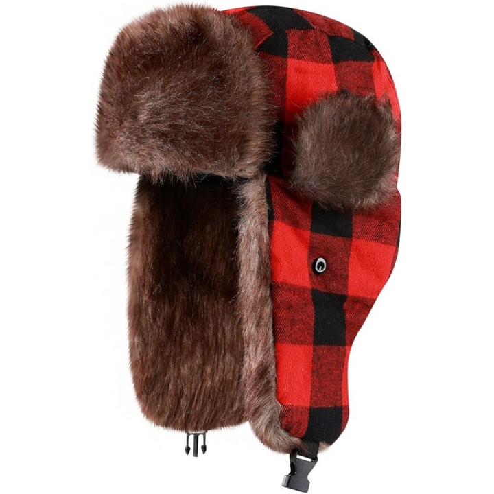 Durable winter trooper hat with adjustable ear flaps for ultimate warmth & head protection.