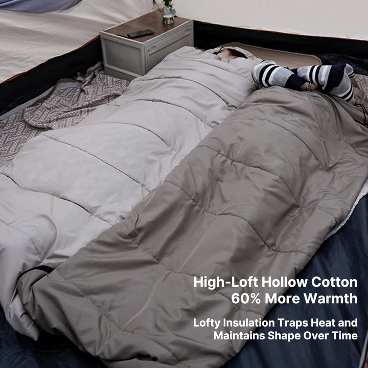 Portable hollow cotton sleeping bag, ideal for winter camping & outdoor adventures