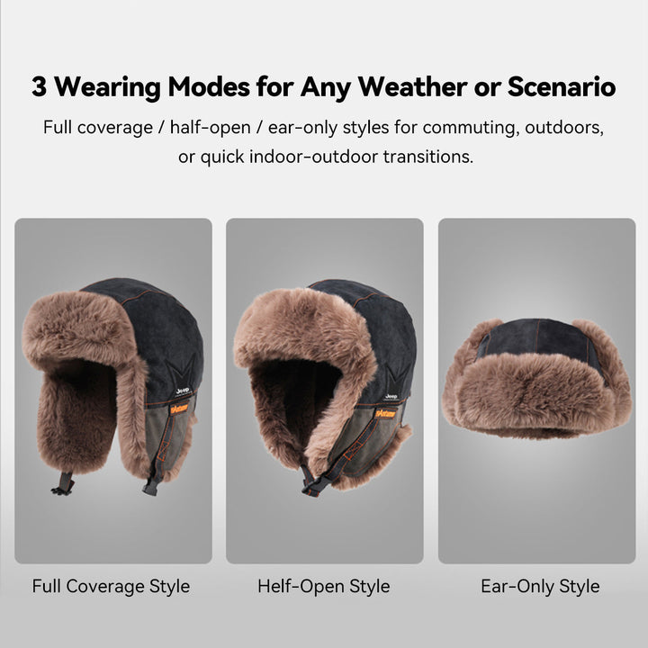 Adjustable brown trapper hat, perfect for men and women's winter outerwear