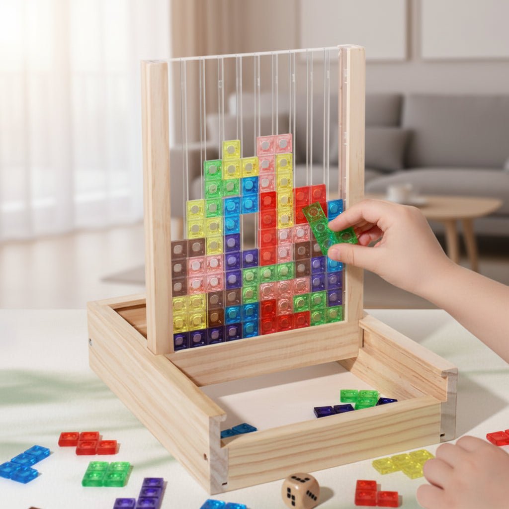 Challenging wooden logic puzzle for adults & kids. Fun brain training & educational game promoting problem-solving.