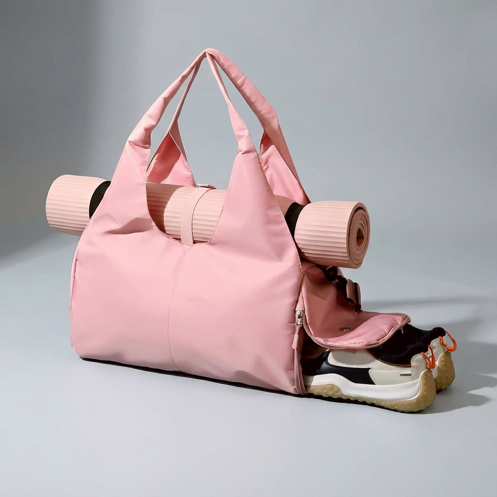 Versatile sports travel duffel bag for gym, yoga, & fitness gear, with practical compartments.