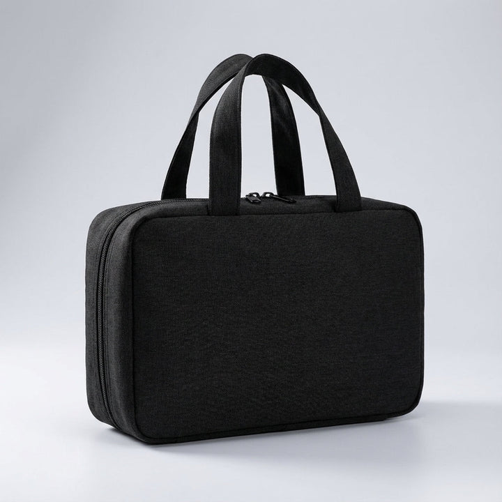 Water-resistant zippered travel toiletry bag. Ideal for bathroom essentials, cosmetics & travel organization.