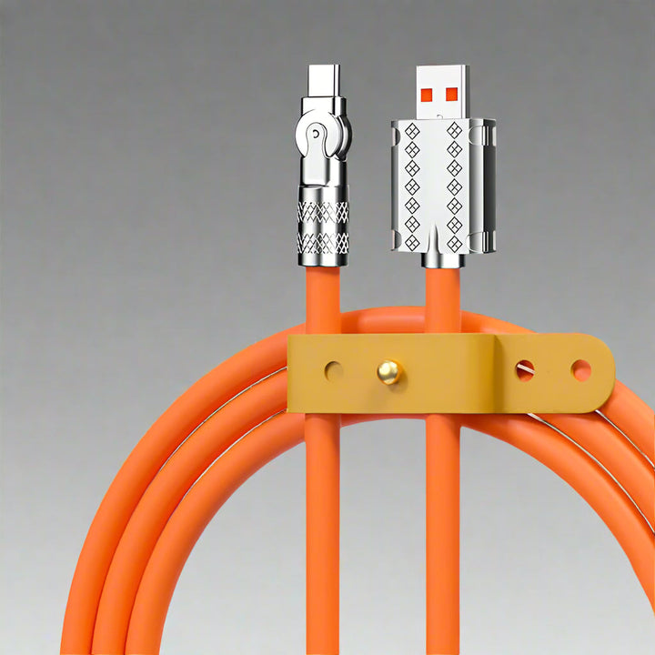 Image showing the 180° rotation of the anti-break 120W universal fast charging cable.