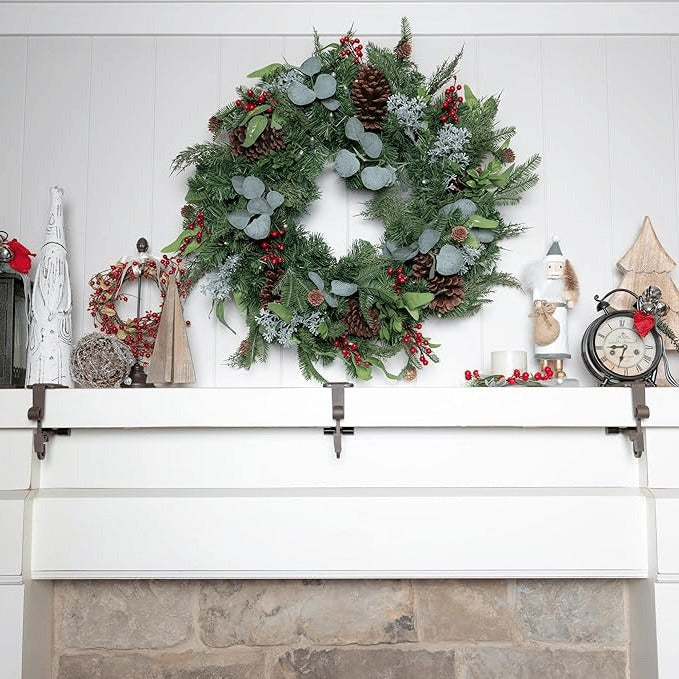 Festive gold Christmas garland holder. Perfect for elegant mantle and home decoration.
