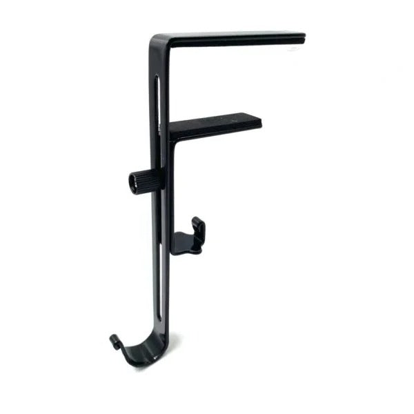 Black universal stocking & garland holder. Perfect for festive fireplace home decor.