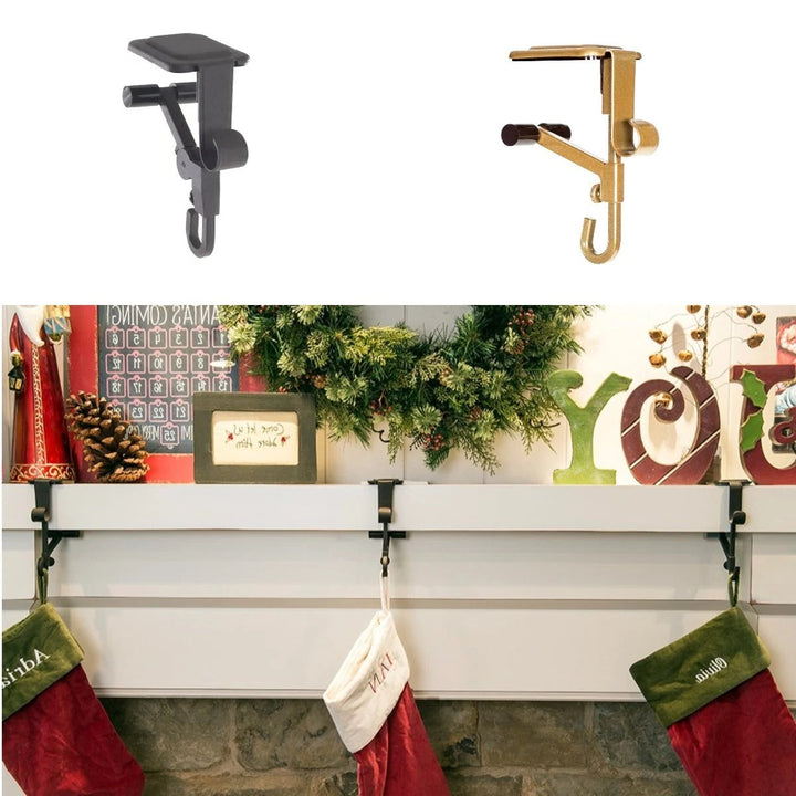 Heavy-duty black garland hanger for festive fireplace. Universal mantle decor accessory.