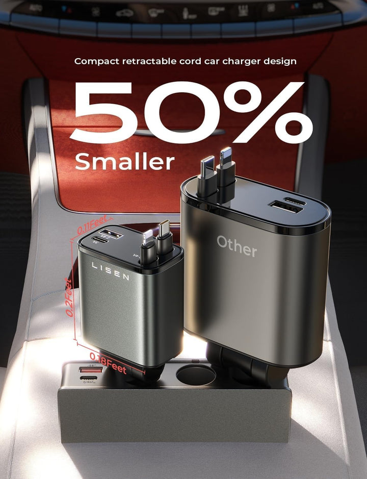 Essential travel gadget: retractable USB C car charger for efficient mobile device charging.