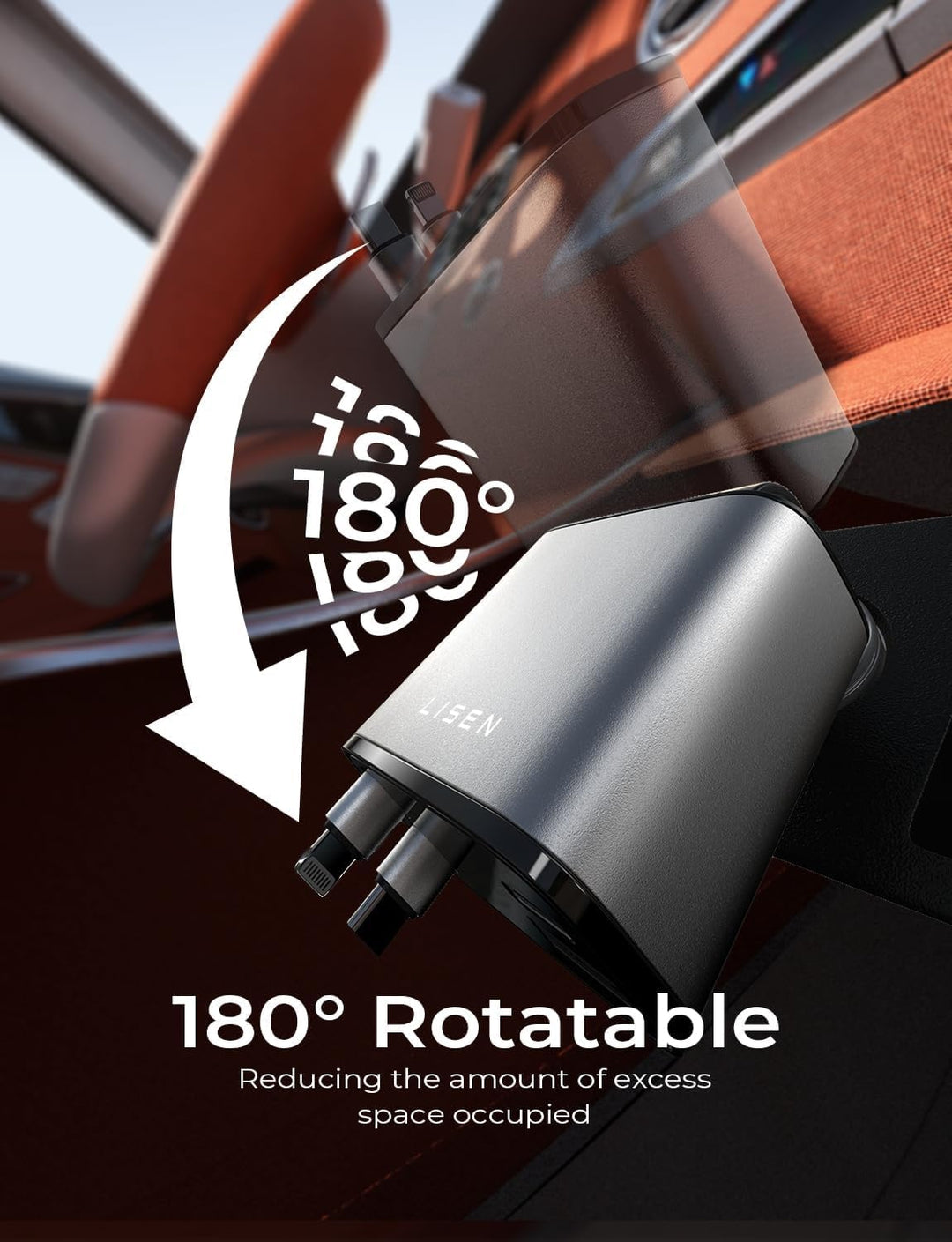 Auto accessory: high-speed retractable USB-C car charger ensures devices stay powered.