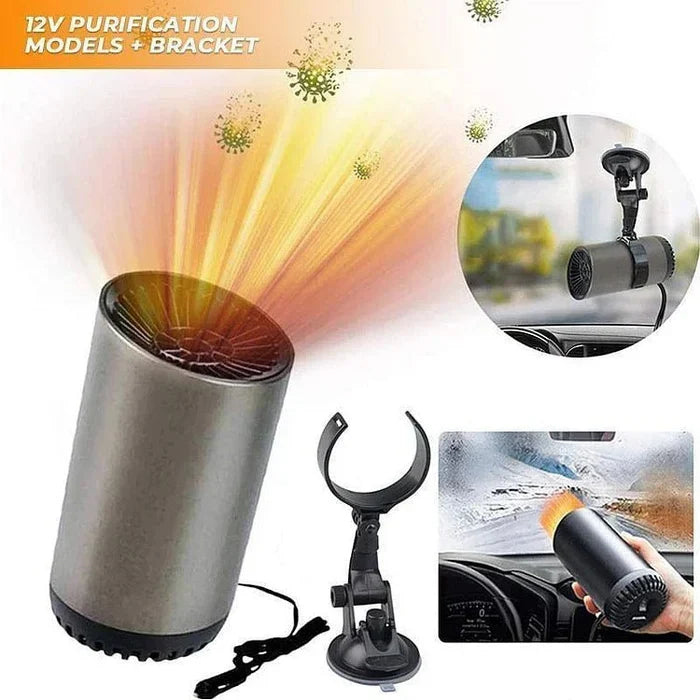 Adjustable 360° rotatable car defroster and heater. Plug & use 12V portable defogger for SUV, RV, & truck.